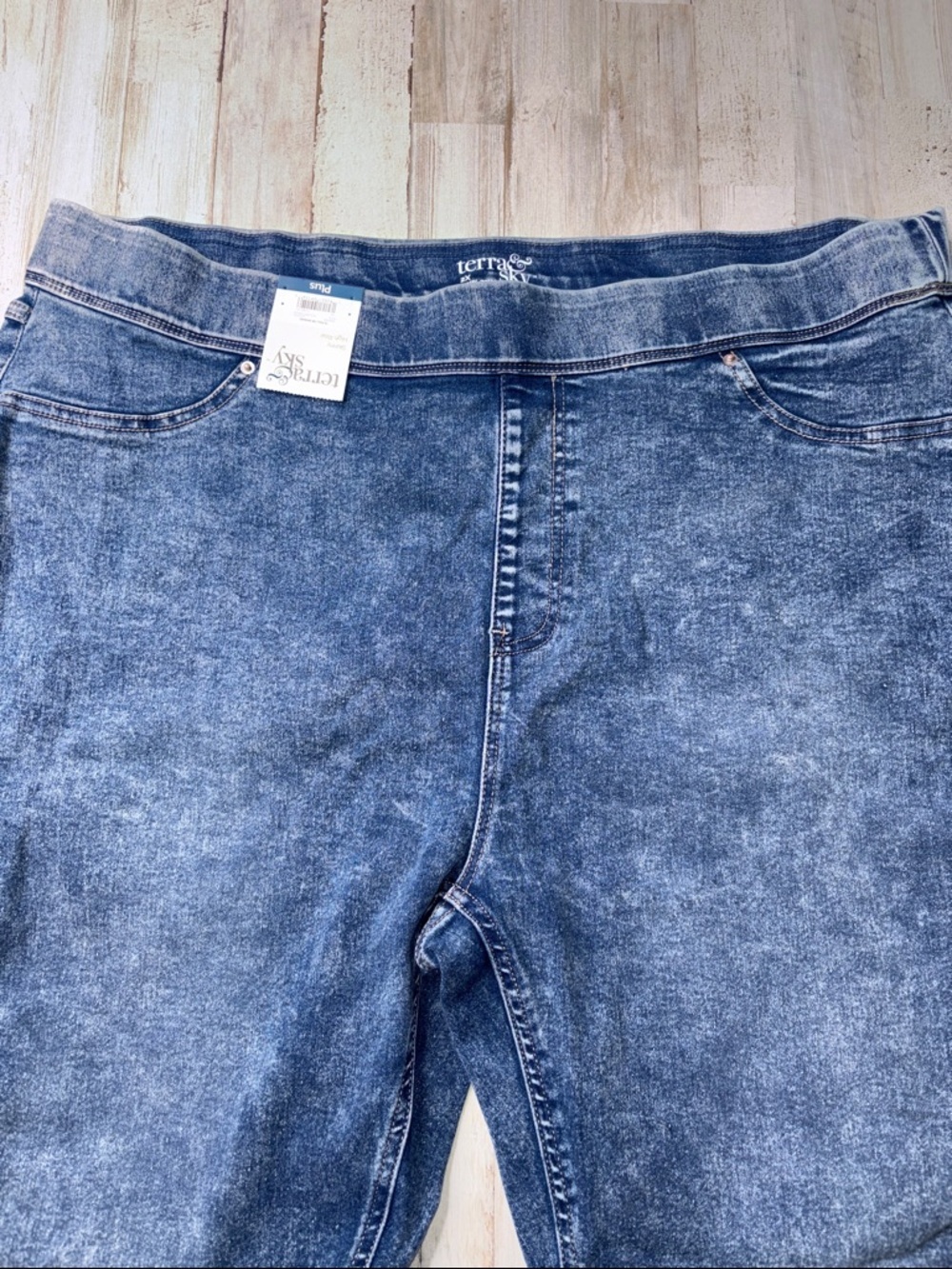 Terra & Sky  Jeggings Skinny Hgh Rise Washed Blue Size 2X (20-22W) - Picture 4 of 12